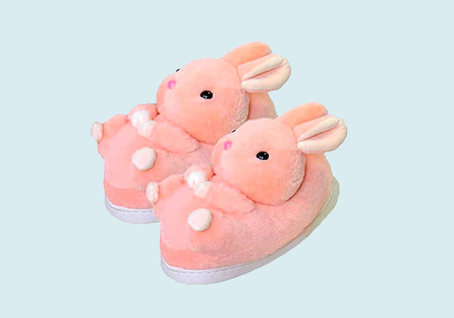 粉紅兔兔毛絨拖鞋